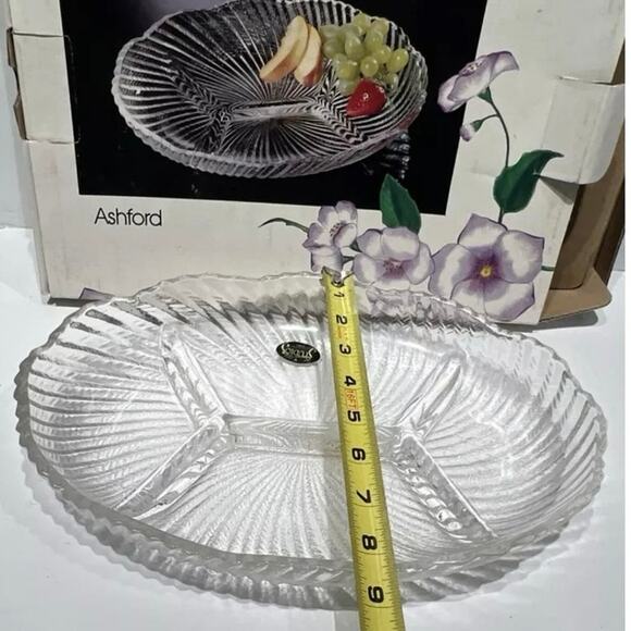 NIB Ashford Oval Sectional Crystal Serving Party Tray Crystal Studios 11 1/2" - Picture 5 of 6